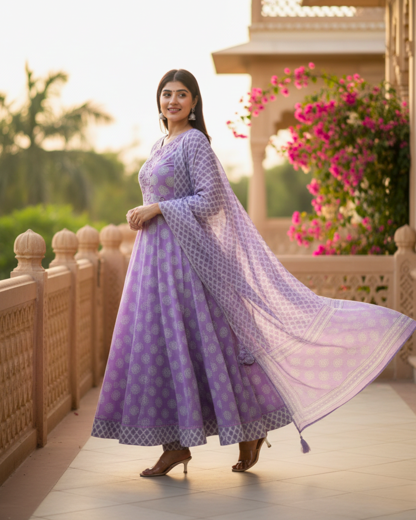 georgette embroidered grey kurta set with maroon dupatta