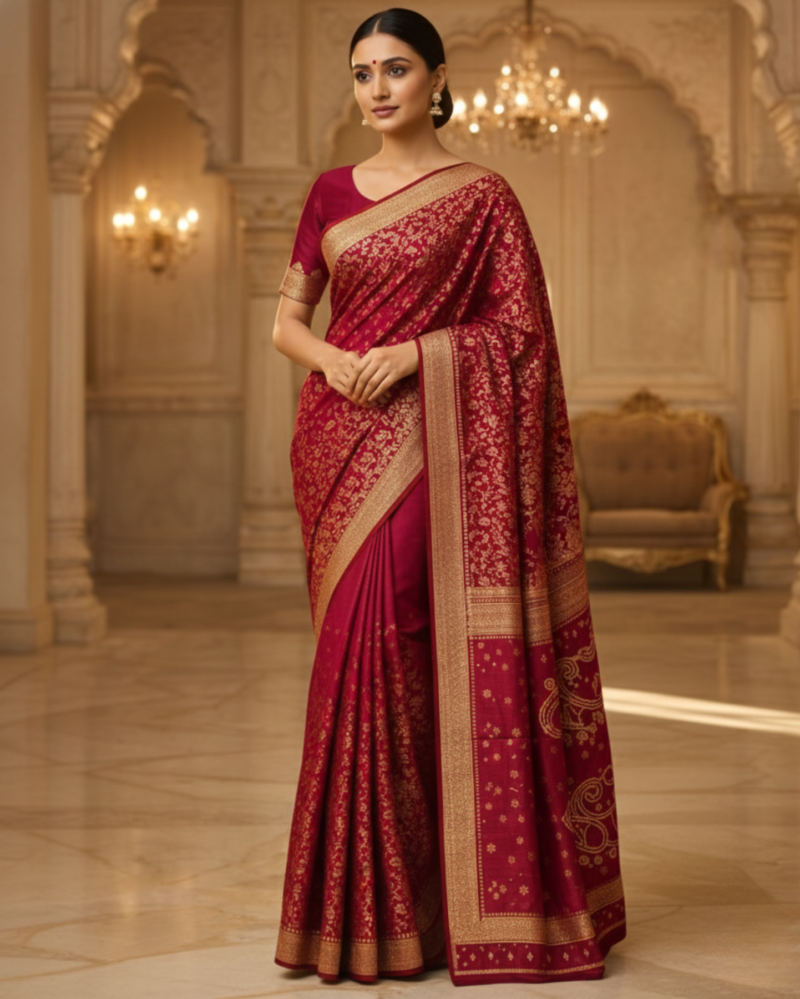 dark purple with intricate zari work banarasi silk saree