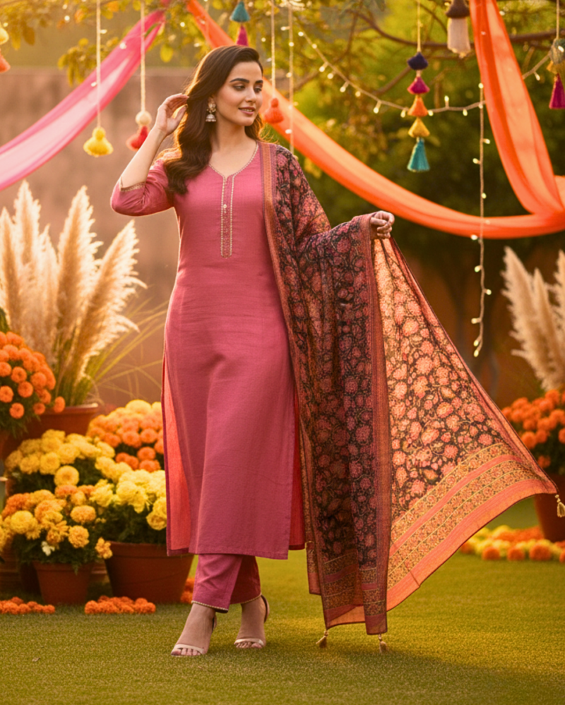 semi stitched sea green soft georgette suit with ivory sequin tree motifs