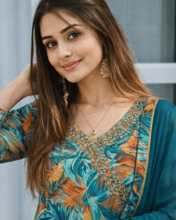 cotton mix tropical print suit set with dupatta