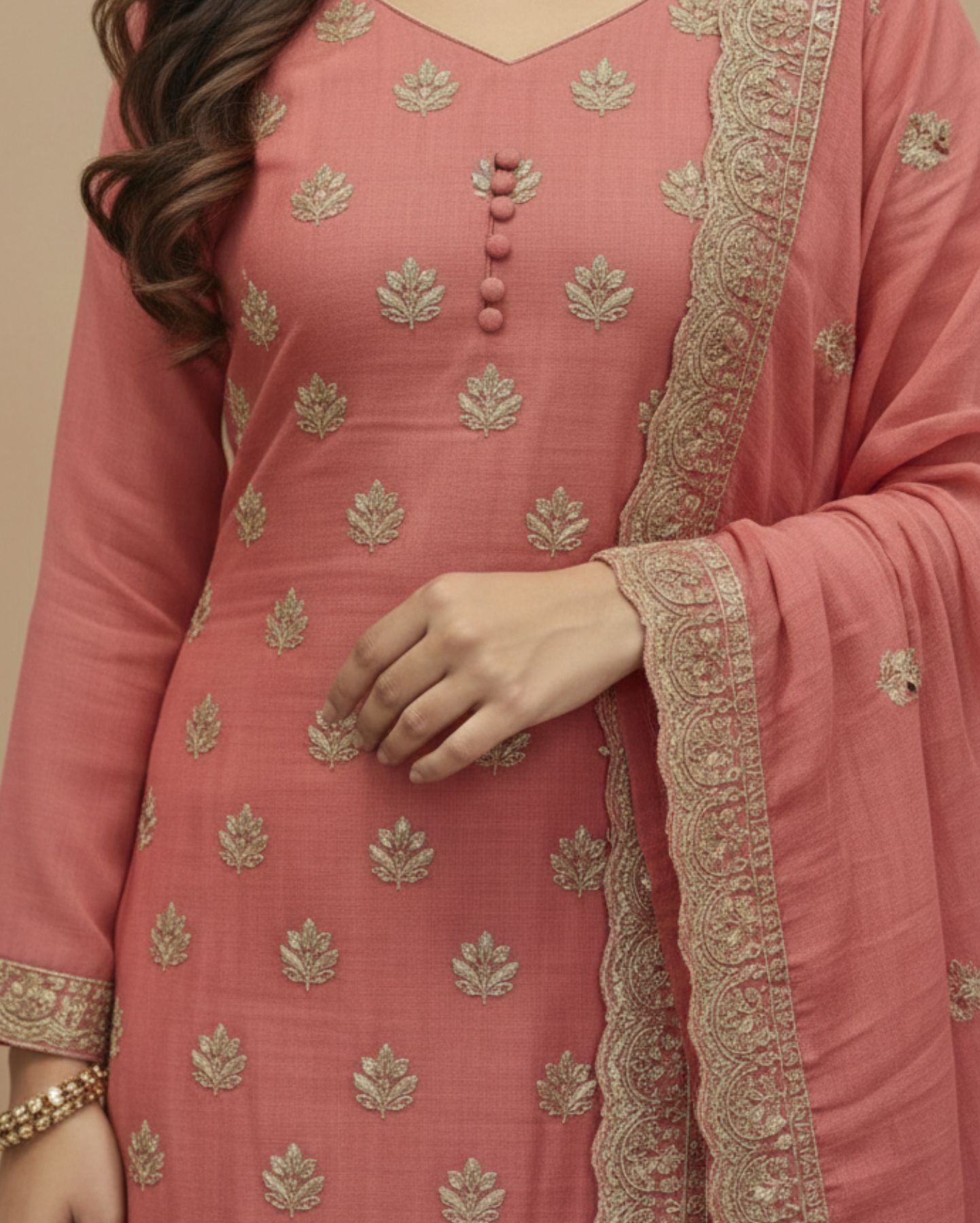 unstitched dusty rose shimmer silk blend embroidered suit material