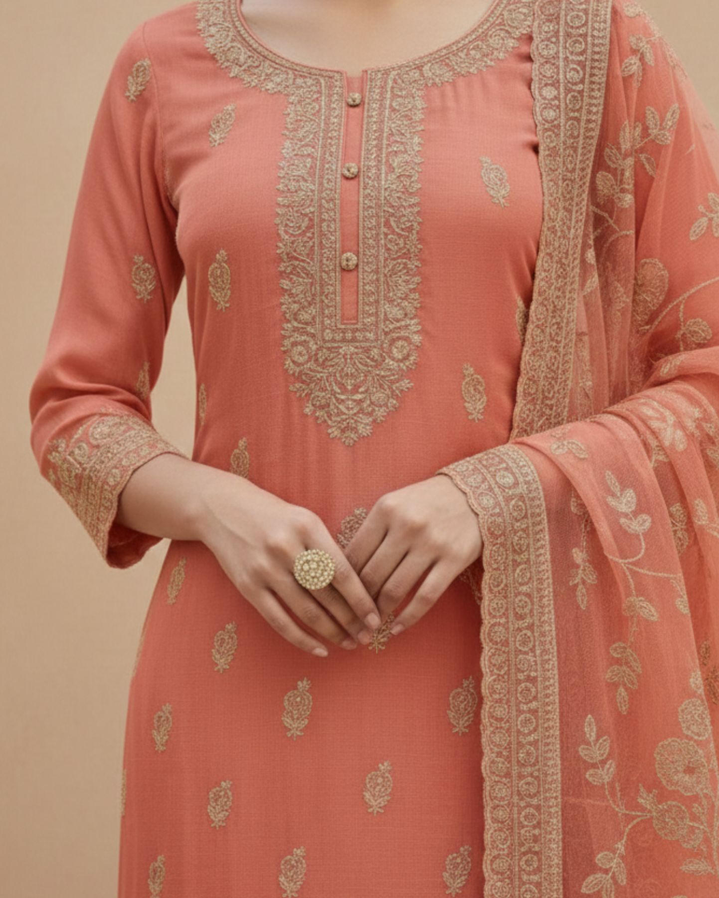 semi stitched dusty lavender cotton suit with intricate pastel thread and sequin embroidery