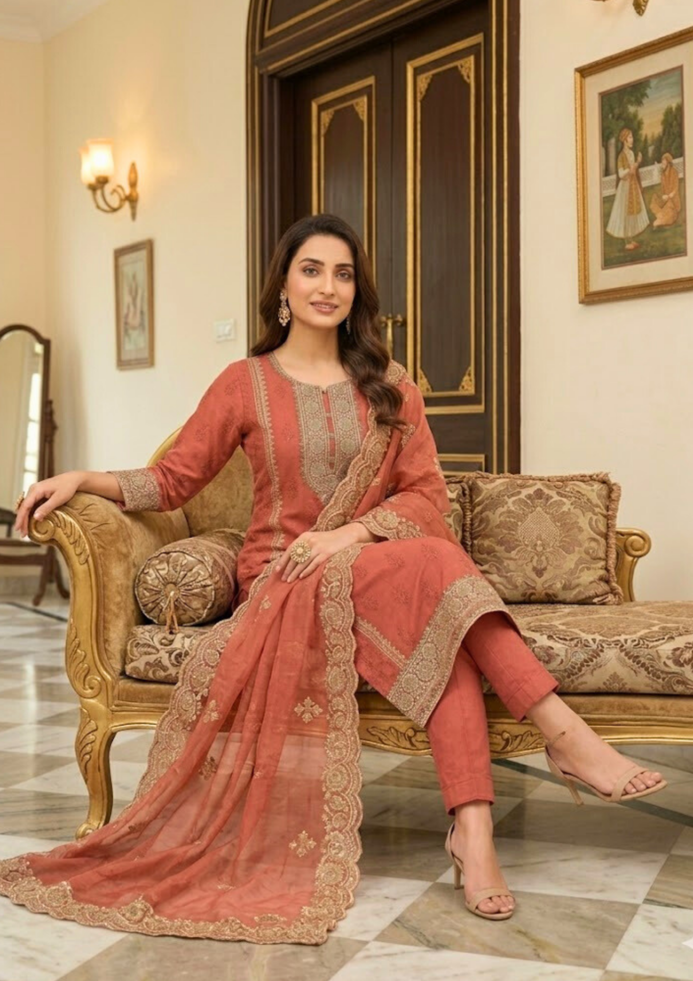 black printed cotton kurta set with tie and dye dupatta