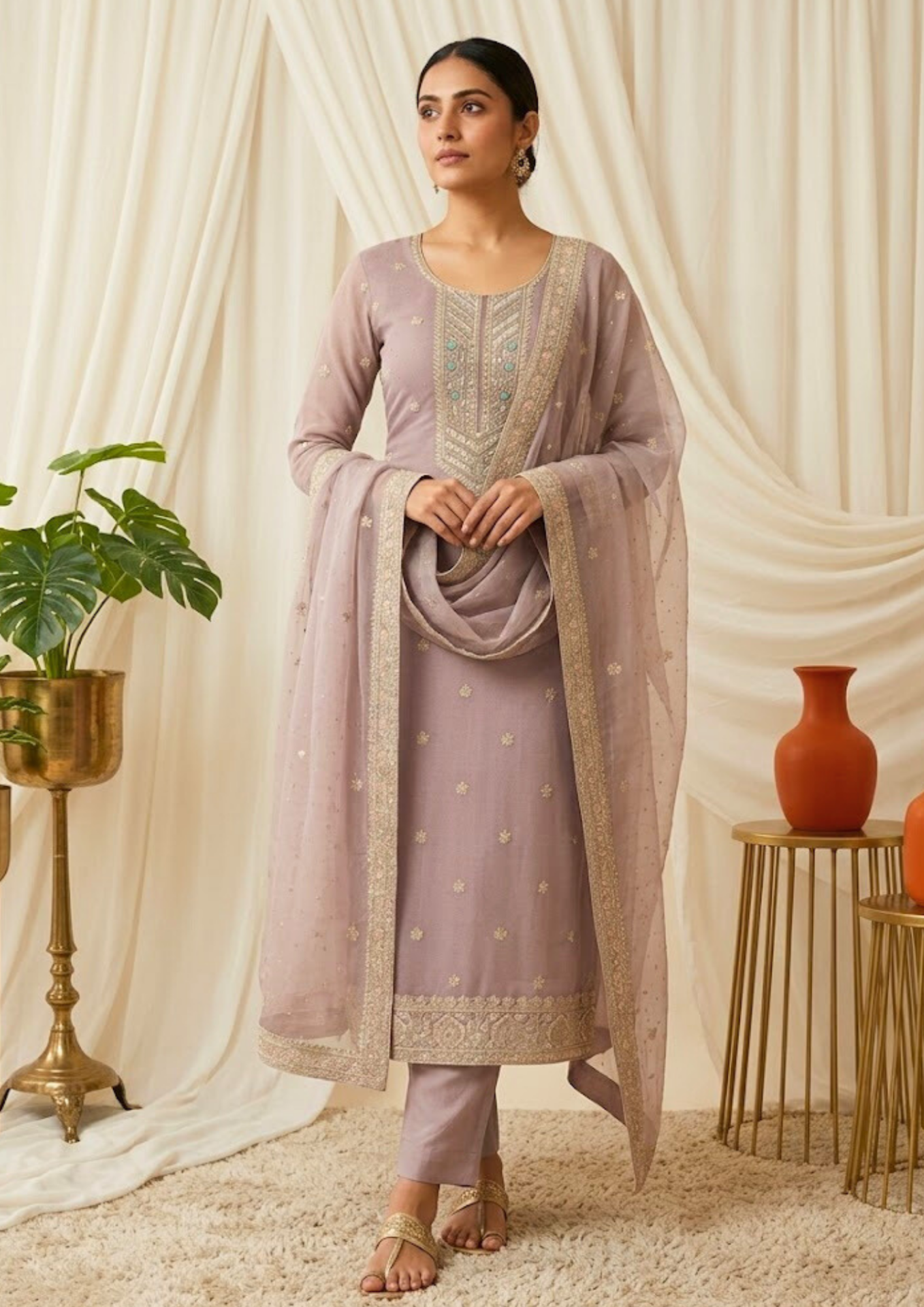 black printed cotton kurta set with tie and dye dupatta