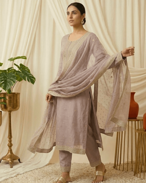 black printed cotton kurta set with tie and dye dupatta