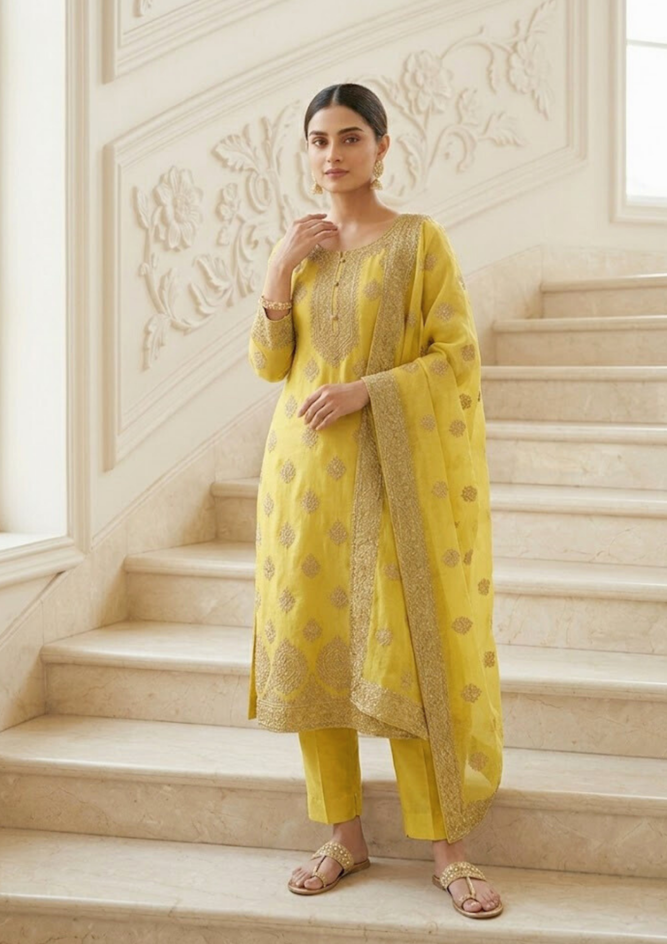 black printed cotton kurta set with tie and dye dupatta