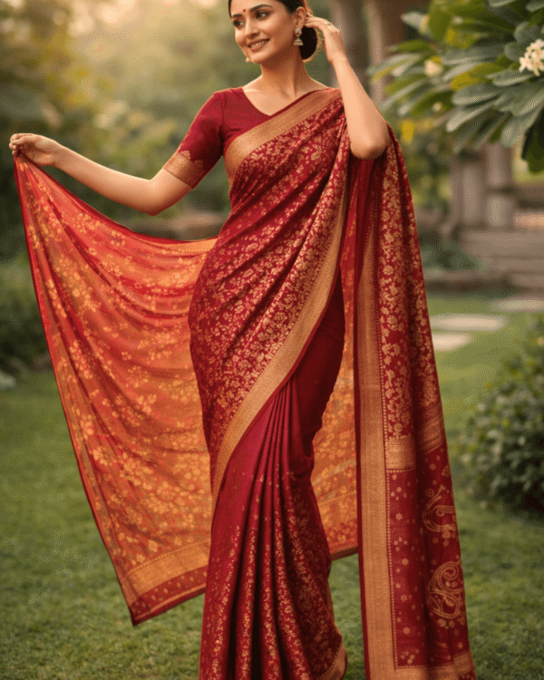mauve plum banarasi silk saree with intricate gold zari floral work