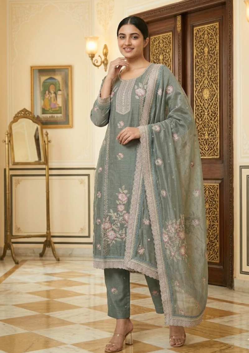 black printed cotton kurta set with tie and dye dupatta