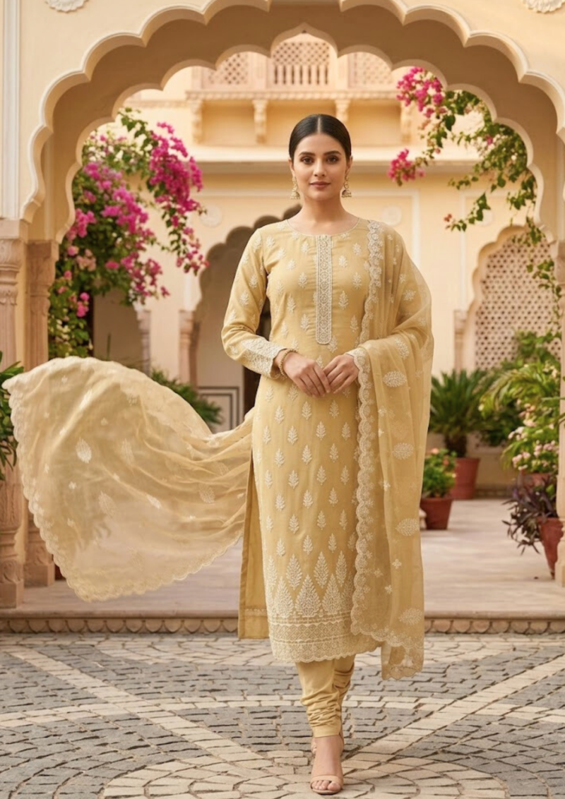 black printed cotton kurta set with tie and dye dupatta