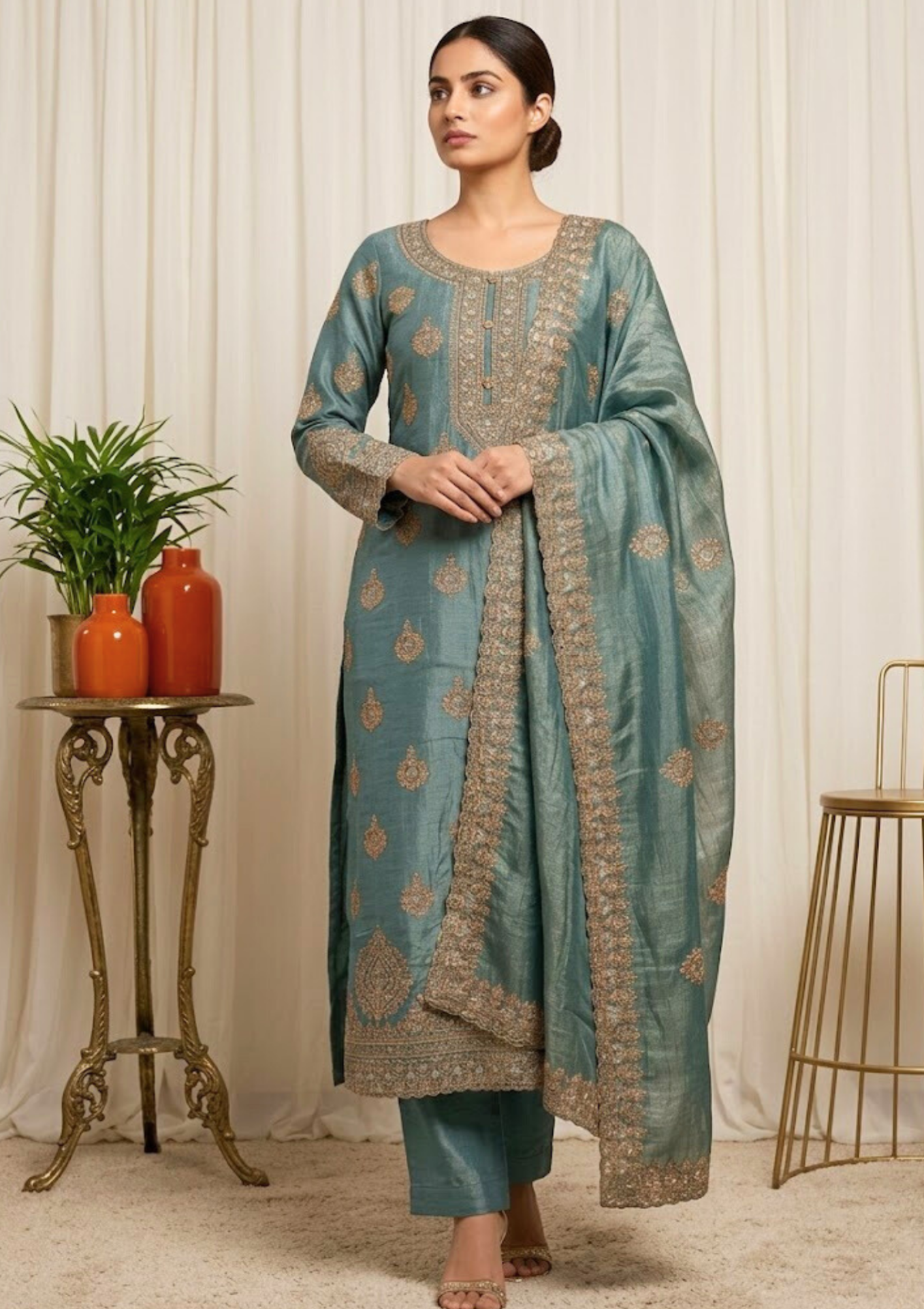 black printed cotton kurta set with tie and dye dupatta