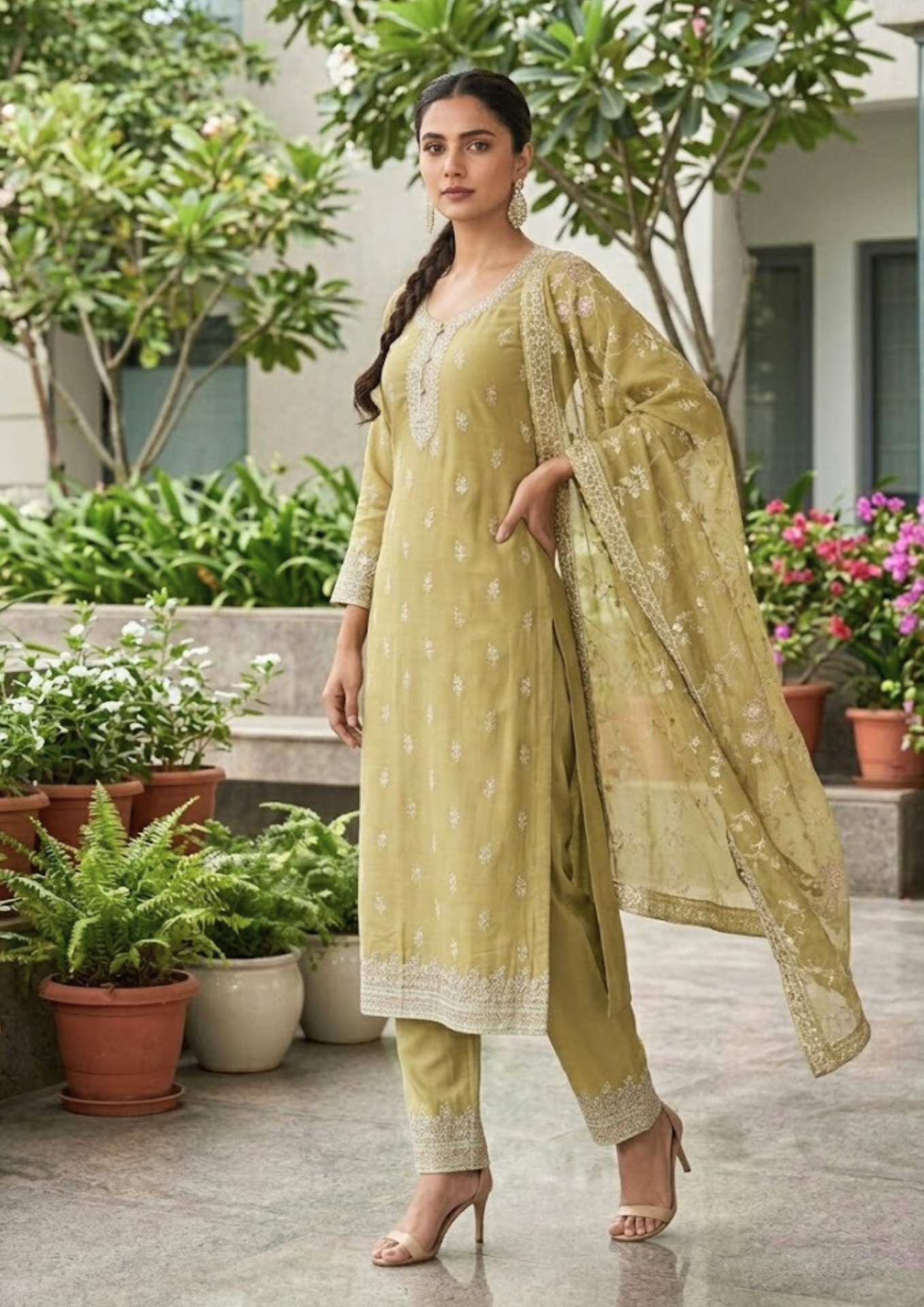 black printed cotton kurta set with tie and dye dupatta