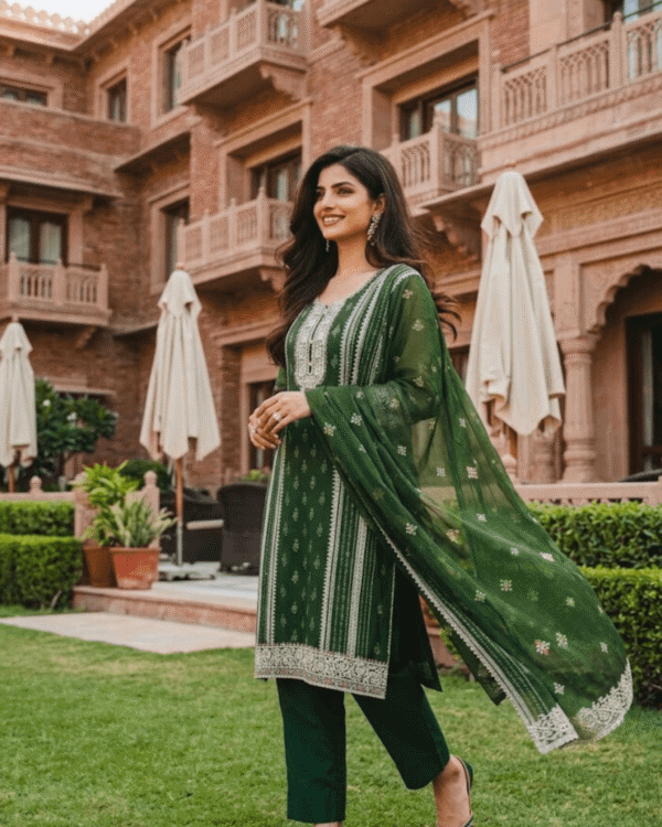 black printed cotton kurta set with tie and dye dupatta
