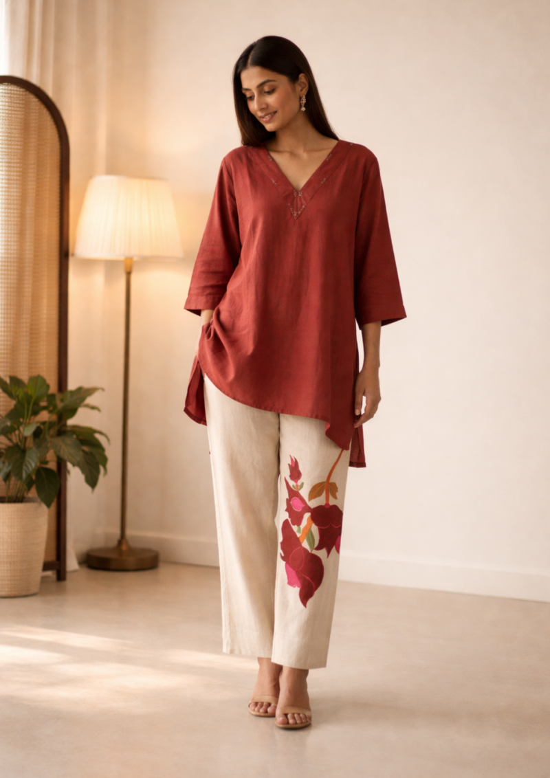 floral rust cotton coord set