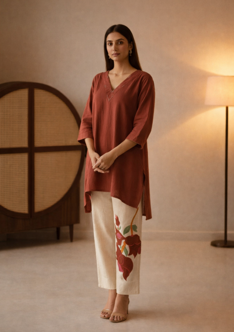 floral rust cotton co ord set