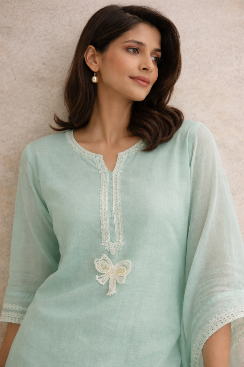 unstitched beige linen suit set with dupatta