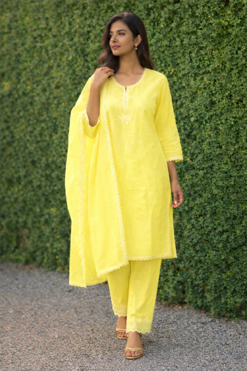 unstitched beige linen suit set with dupatta