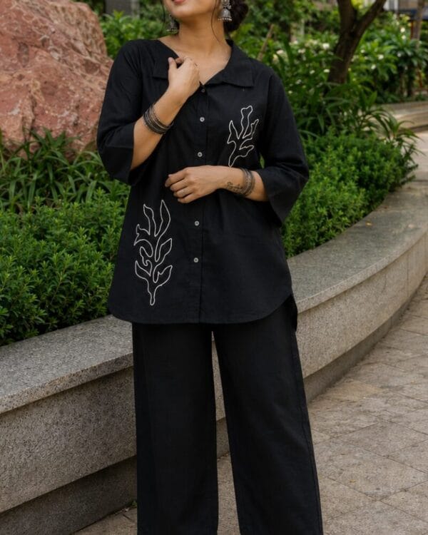 Black Dabu Cotton Co-ord Set