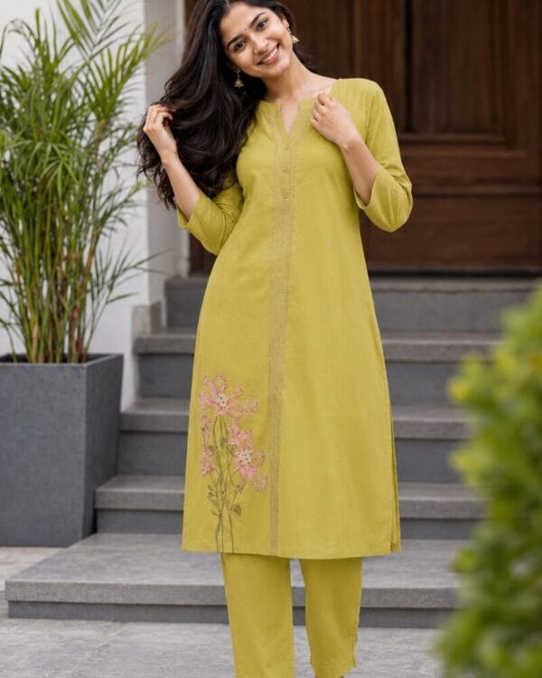 Liril Embroidered Modal Cotton Kurta Pant Set