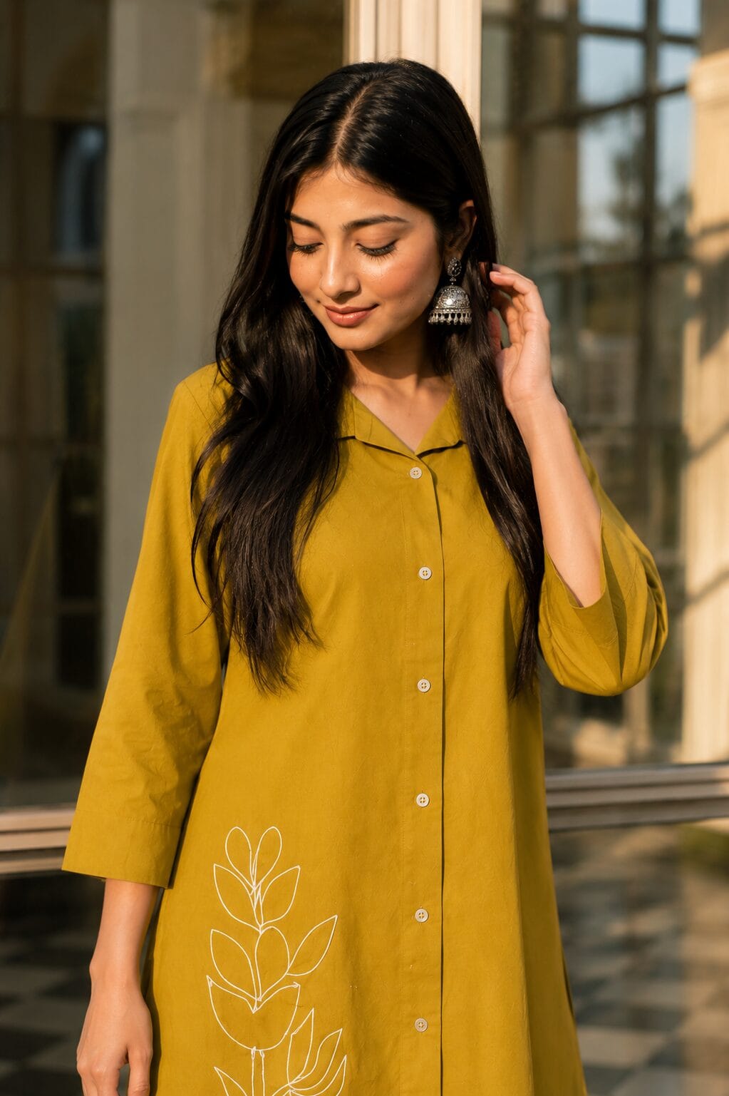 Mustard Dabu Cotton Co-ord Set - Image 2