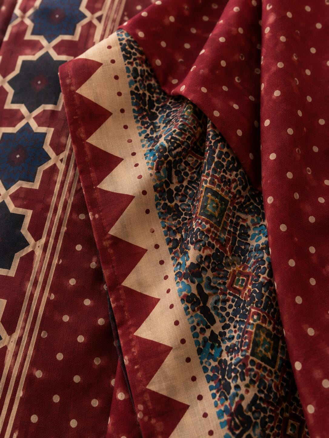 Maroon Printed Cotton Blend Kurta and Pant with Dupatta - Image 4