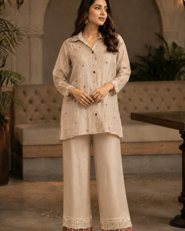 Ivory Floral Embroidered Jimmy Choo Sharara Set