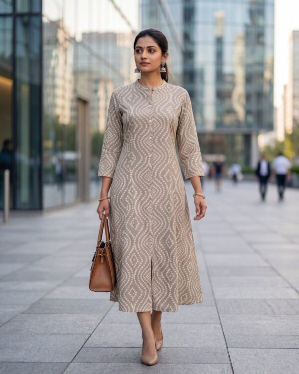 Grey Printed Viscose Rayon Kurti