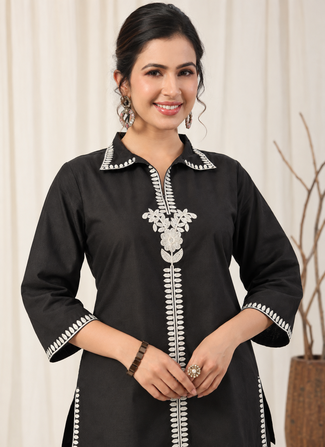 Black Cotton Blend Co-ord Set - Image 2