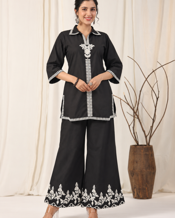Black Cotton Blend Co-ord Set