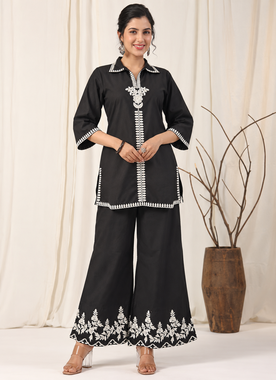 Black Cotton Blend Co-ord Set