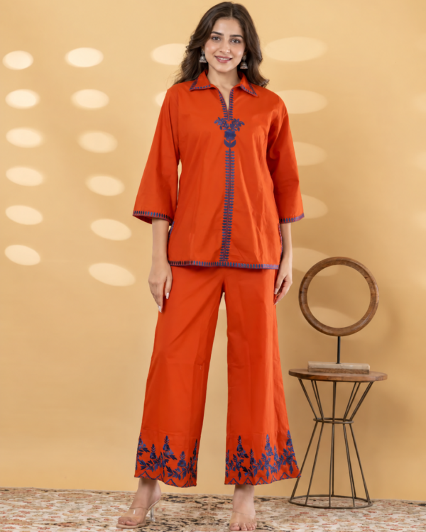Rust Orange Cotton Blend Co-ord Set