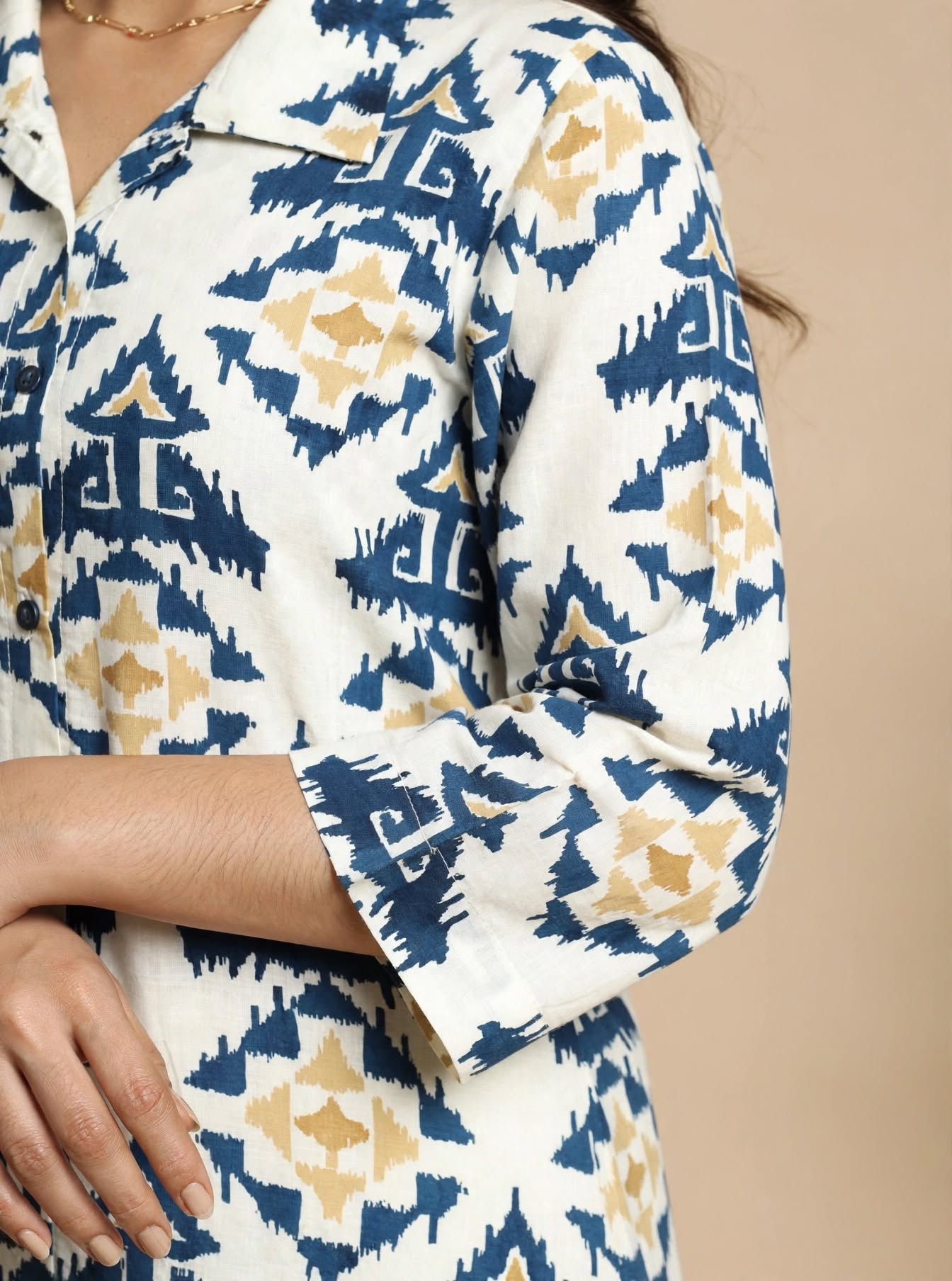 White Geometric Print Poly Rayon Co-ord Set - Image 2