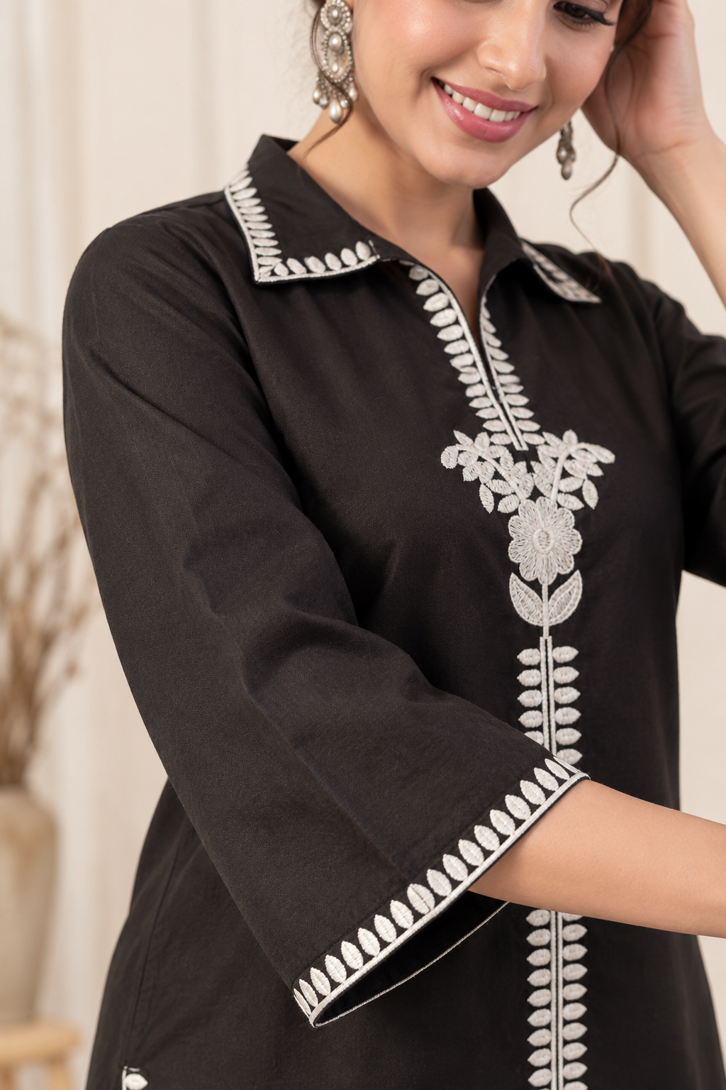Black Cotton Blend Co-ord Set - Image 4