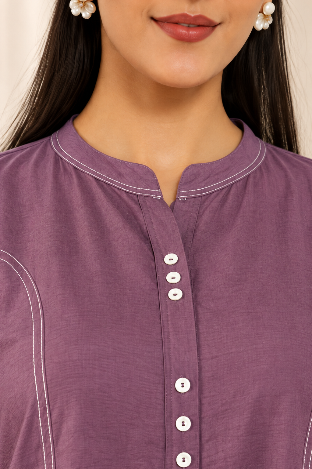 Wine Butter Cotton kurta pant set - Image 3