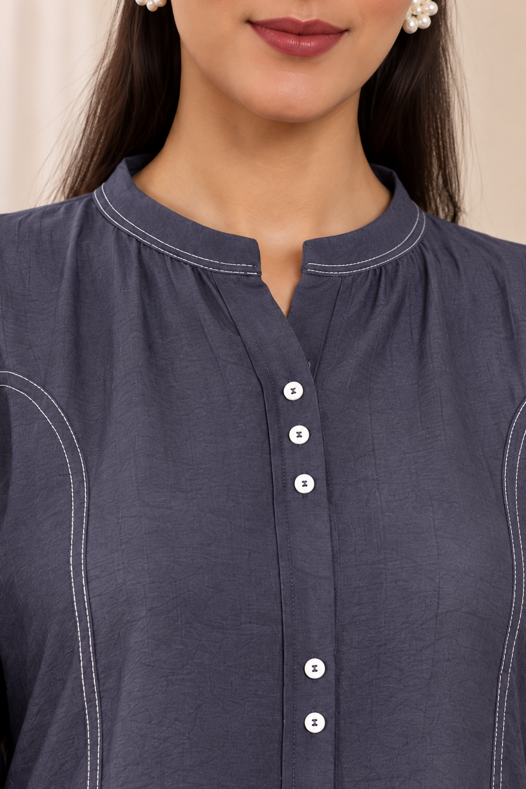 Blue Butter Cotton kurta pant set - Image 2