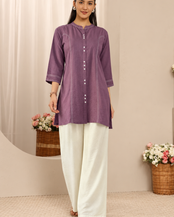 Wine Butter Cotton kurta pant set