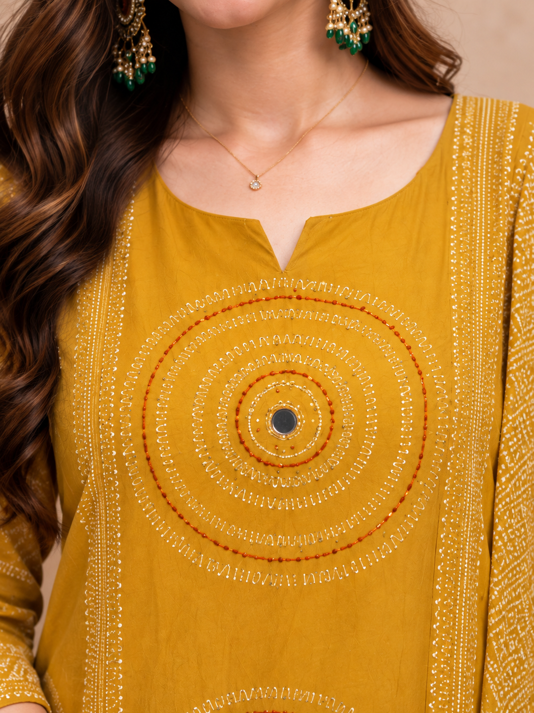Mustard Yellow Printed Cotton Kurta and pant with dupatta - Image 3