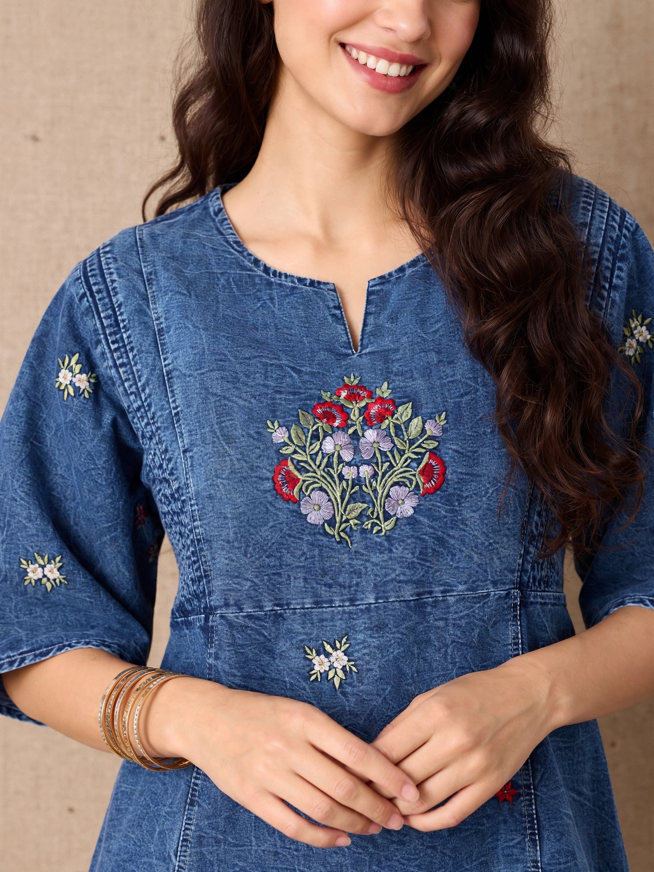 Blue Embroidered Denim Co-ord Set - Image 2